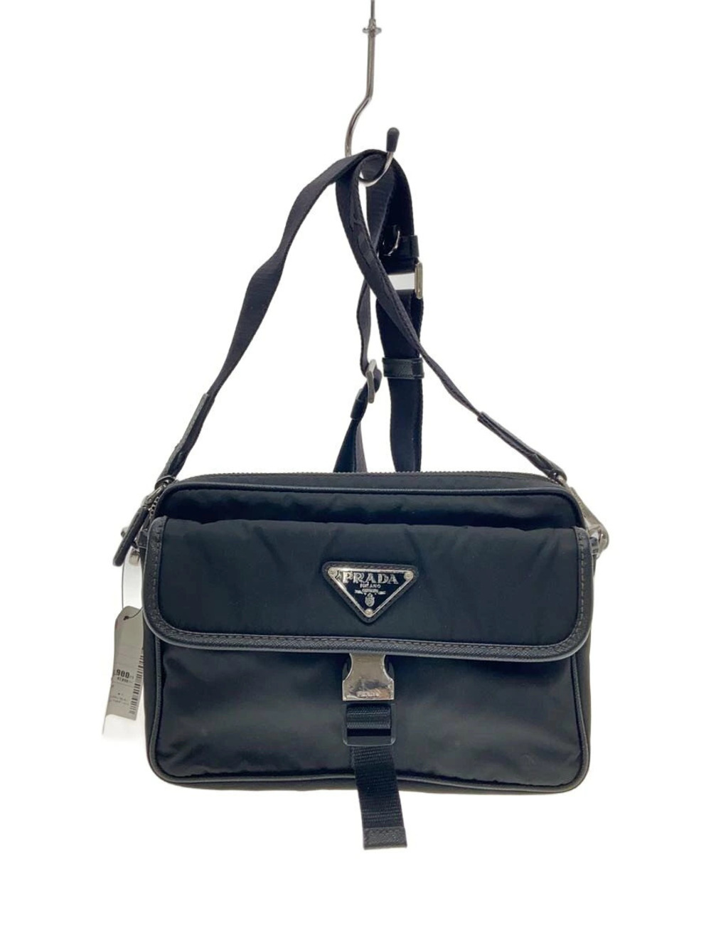 Prada Tessuto Saffiano Leather Shoulder Bag Black